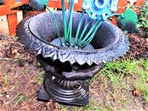 Upcycled Metal Art Flowers Antique Iron Urn 1920s 6 small