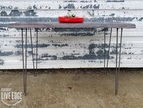 Live Edge Desk- Fumed Oak- Sofa Table- Console Table- Foyer Table- Weathered- Gray- Purple 2 small