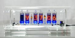 Glass Nixie Clock In-14 Standard Grid Model With Blue Led Tube Lights 5 small