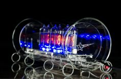 Glass Nixie Clock In-14 Standard Grid Model With Blue Led Tube Lights 2 small