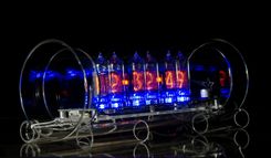Glass Nixie Clock In-14 Standard Grid Model With Blue Led Tube Lights 4 small