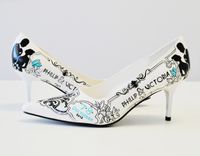 Hand Painted Wedding Shoes - Bridal Shoes - Hand Painted Heels- Bridal Couple 1 small