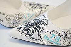 Hand Painted Wedding Shoes - Bridal Shoes - Hand Painted Heels- Bridal Couple 2 small