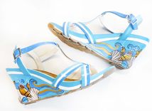 Summer Wedding Shoes/Hand Painted Shoes / Hand Painted Wedge Shoes/ Summer Shoes/ Blue Wedges 5 small