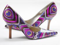 Hand Painted Shoes- Peacock Pink Lady Pumps- Painted Heels 1 small
