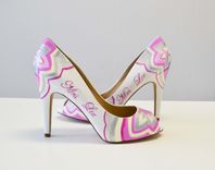 Wedding Shoes - Bridal Shoes - Hand Painted Heels-  Pink Shoes 1 small