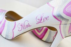 Wedding Shoes - Bridal Shoes - Hand Painted Heels-  Pink Shoes 2 small