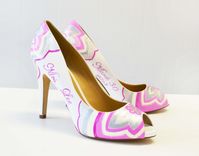Wedding Shoes - Bridal Shoes - Hand Painted Heels-  Pink Shoes 3 small