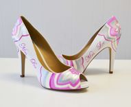 Wedding Shoes - Bridal Shoes - Hand Painted Heels-  Pink Shoes 4 small