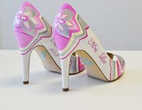 Wedding Shoes - Bridal Shoes - Hand Painted Heels-  Pink Shoes 5 small