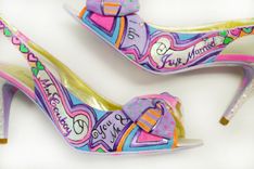 Hand Painted Wedding Shoes - Bridal Shoes - Hand Painted Heels- Purple/ Pink Shoes 3 small