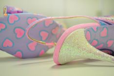 Hand Painted Wedding Shoes - Bridal Shoes - Hand Painted Heels- Purple/ Pink Shoes 2 small