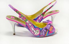 Hand Painted Wedding Shoes - Bridal Shoes - Hand Painted Heels- Purple/ Pink Shoes 5 small