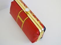 Gold Clotch - Hand Painted Clotch- Leather Clutch - Girl Bag- Fancy Clotch- Red Small Clotch 2 small