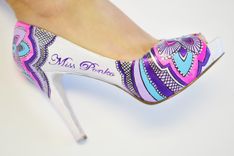 Hand Painted Wedding Shoes - Bridal Shoes - Hand Painted Heels- Pink Flower Shoes 1 small