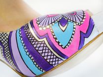 Hand Painted Wedding Shoes - Bridal Shoes - Hand Painted Heels- Pink Flower Shoes 2 small