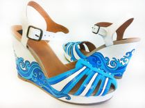 Summer Hand Painted Shoes/  Summer Wedding Shoes/ Blue Wedges/Bridal Summer Shoes 3 small