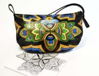 Peacock Leather Purse - Hand Painted Purse- Peacock Small Bag - Colorful Bag 1 small