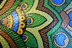 Peacock Leather Purse - Hand Painted Purse- Peacock Small Bag - Colorful Bag 3 small