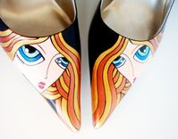 Blond Girl Heels - Hand Painted Shoes 2 small