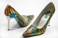 Hand Painted Gold Shoes - Gold Geometric Lady Pumps - Party Shoes 1 small