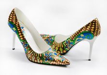 Hand Painted Gold Shoes - Gold Geometric Lady Pumps - Party Shoes 2 small