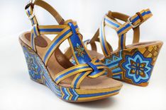 Hand Painted Shoes - Summer Shoes- Flower Wedges 1 small