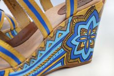 Hand Painted Shoes - Summer Shoes- Flower Wedges 2 small