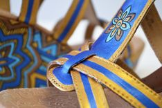 Hand Painted Shoes - Summer Shoes- Flower Wedges 3 small