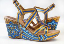 Hand Painted Shoes - Summer Shoes- Flower Wedges 4 small