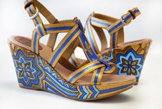 Hand Painted Shoes - Summer Shoes- Flower Wedges 5 small