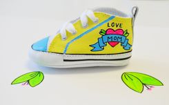 Baby Shoes/ Baby Converse/ Love Mom Shoes/ Hand Painted Baby Shoes/ Cute Baby Shoes 2 small
