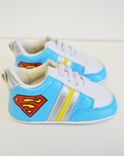 Baby Shoes/ Baby Sneaker/ Super Man/ Hand Painted/ White Leather Infant Shoes 5 small