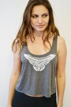 Ethnic Top - Grey Tank - Short Top - Tribal Ornament Top -Ethnic Necklase Top 1 small
