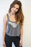 Ethnic Top - Grey Tank - Short Top - Tribal Ornament Top -Ethnic Necklase Top 2 small