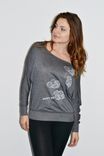 Rain Cloud Tshirt -Grey Long Sleeve Top - Happy Day Top- Dolman Sleeves 3 small