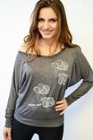 Rain Cloud Tshirt -Grey Long Sleeve Top - Happy Day Top- Dolman Sleeves 4 small