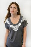 Tribal Tshirt - Grey Short Sleeve Tshirt - Tribal Top - Flowy Tshirt - Ethnic Top 4 small
