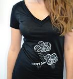 Black V Tshirt - Short Sleeve- Happy Day Tshirt 4 small
