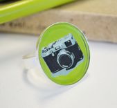 Photo Camera Ring - Apple Green Jewelry - Adjustable Ring - Apple Green Resin Ring - Funky Jewelry 2 small