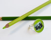 Photo Camera Ring - Apple Green Jewelry - Adjustable Ring - Apple Green Resin Ring - Funky Jewelry 4 small