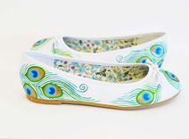 Peacock Flats- Wedding Flats- Hand Painted Shoes 1 small