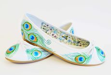 Peacock Flats- Wedding Flats- Hand Painted Shoes 2 small