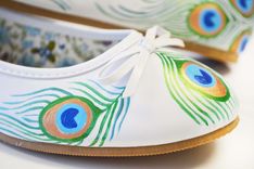 Peacock Flats- Wedding Flats- Hand Painted Shoes 3 small