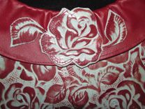 Western Style "Tooled" Leather Roses Dog Coat 3 small