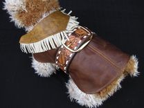 Western Tooled Leather Fringed Dog Coat 1 small