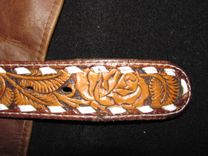 Western Tooled Leather Fringed Dog Coat 4 small