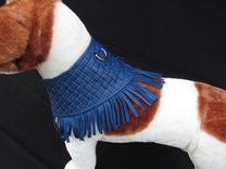 Patterned Leather Fringed Dog Collar. 1 small