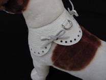 Patterned Leather Fringed Dog Collar. 4 small