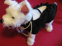 "Little Black Dress" Suede Dog Clothes With Pearls. 2 small
